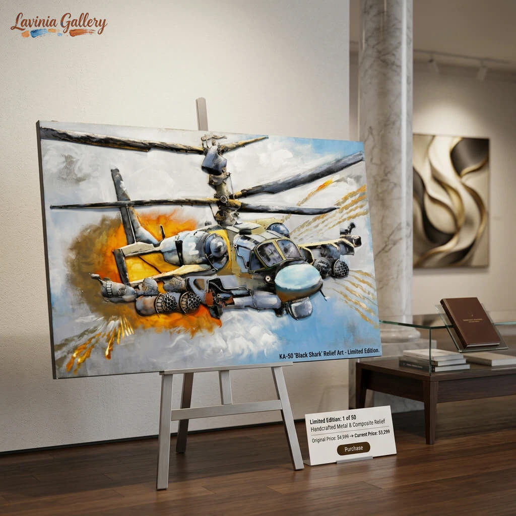 Handcrafted Ka-52 Alligator Attack Helicopter 3D Metal Wall Art for Home & Office Decor