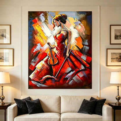 Handcrafted Elegant Woman with Cello 3D Metal Wall Art for Home & Office Decor