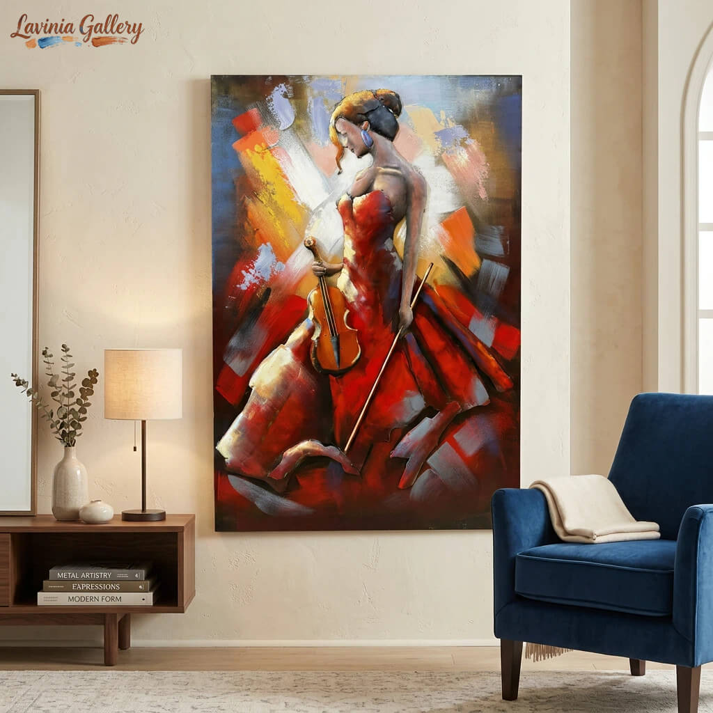 metal dress wall art Handcrafted Elegant Woman with Cello 3D Metal Wall Art for Home & Offi –  Lavinia Gallery