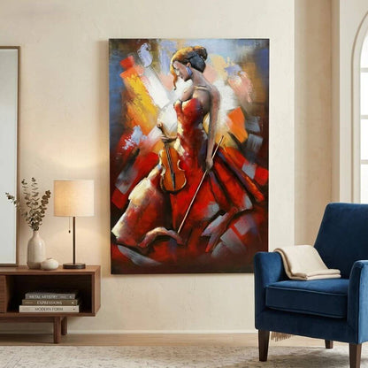 Handcrafted Elegant Woman with Cello 3D Metal Wall Art for Home & Office Decor