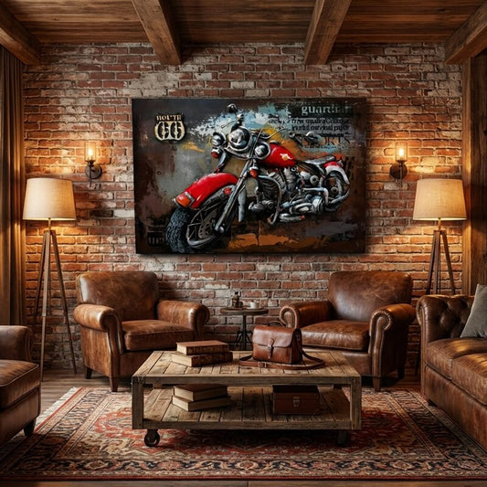 Handcrafted 3D Metal Wall Art Brillant Motorcycle