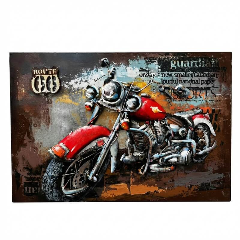 Handcrafted 3D Metal Wall Art Brillant Motorcycle