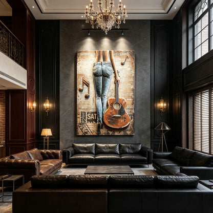 Vintage Handcrafted Guitar Lady 3D Metal Wall Art, Living Room Decor, Unique Gift