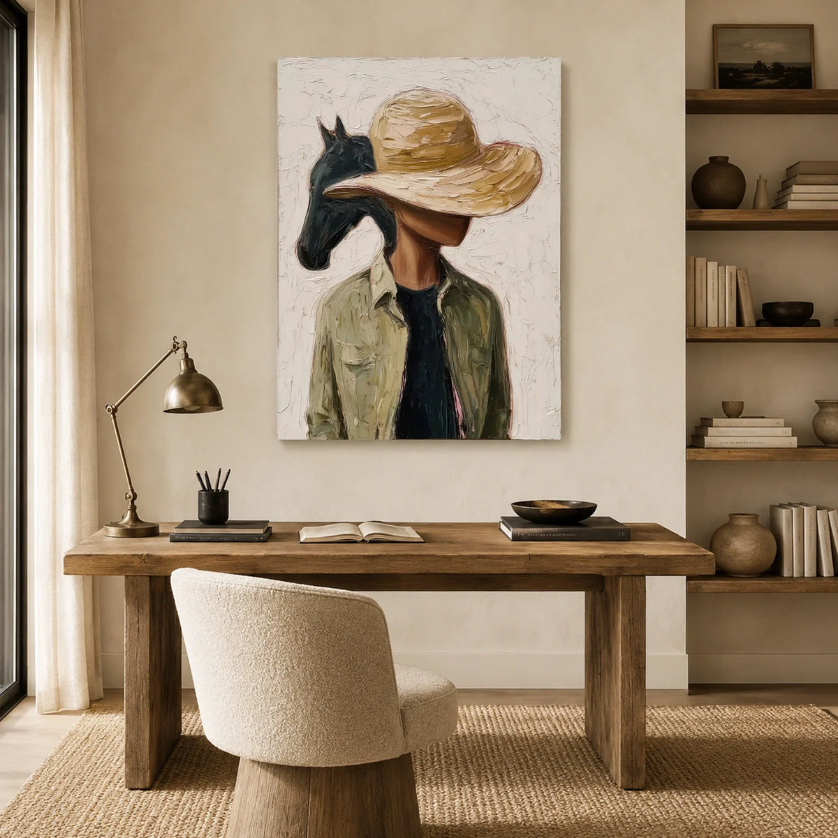 Hand-Painted Western Cowboy Wall Art #VA132