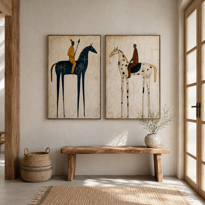 Hand-Painted Western Cowboy Wall Art Set of 2 #VA174