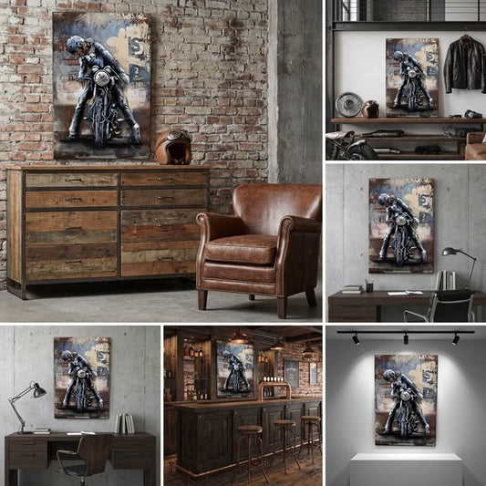 Rusty Biker on Motorcycle 3D Metal Wall Art for Home & Office Decor