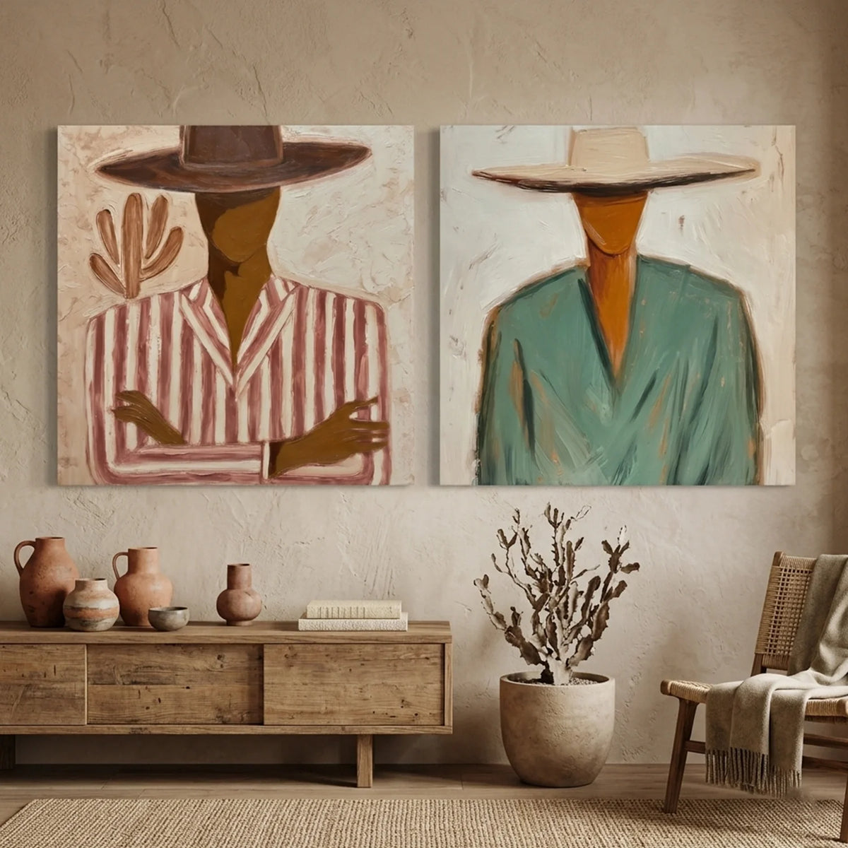 Hand-Painted Vintage Americana Wall Art Set of 2 #VA028