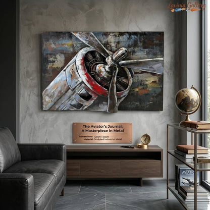 Vintage Handcrafted Airplane Propeller 3D Metal Wall Art, Original Painting, Living Room Decor, Unique Gift