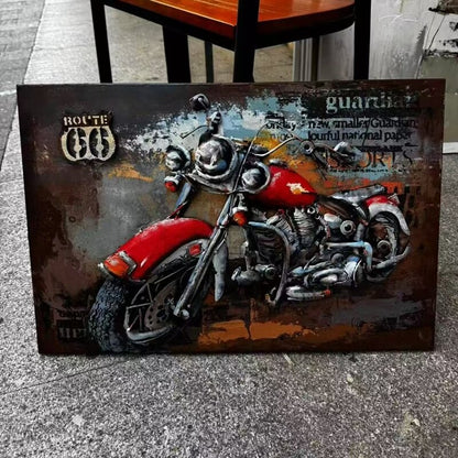 Handcrafted 3D Metal Wall Art Brillant Motorcycle