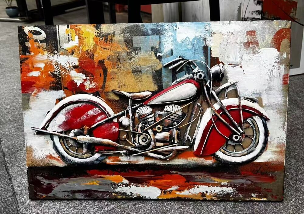Handcrafted 3D Metal Wall Art Brillant Motorcycle
