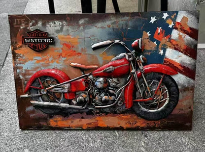 Handcrafted 3D Metal Wall Art Brillant Motorcycle