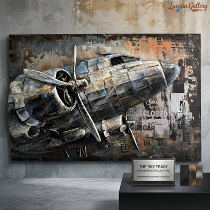 Vintage Handcrafted Aircraft 3D Metal Wall Art, Original Painting, Living Room Decor, Unique Gift