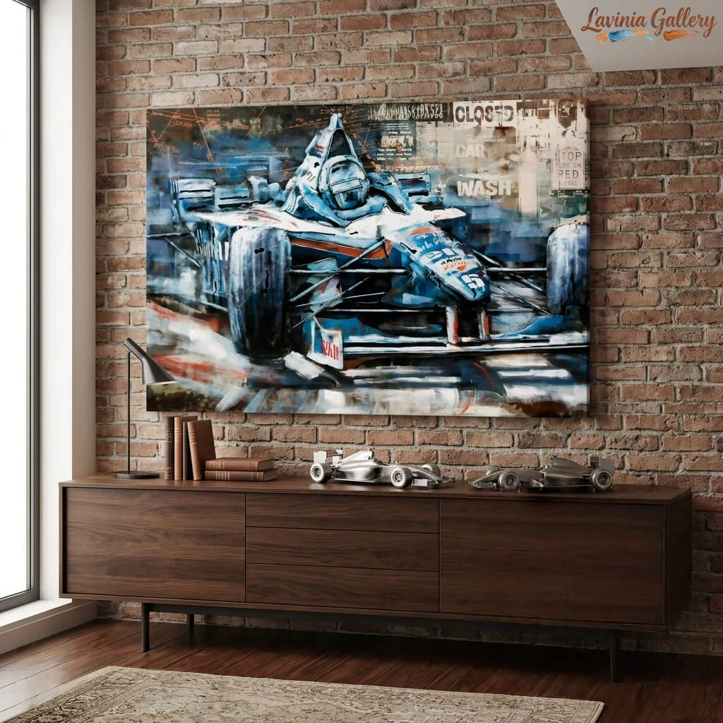 Handcrafted Race Car 3D Metal Wall Art for Home & Office Decor