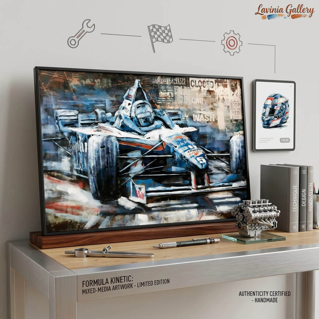 Handcrafted Race Car 3D Metal Wall Art for Home & Office Decor