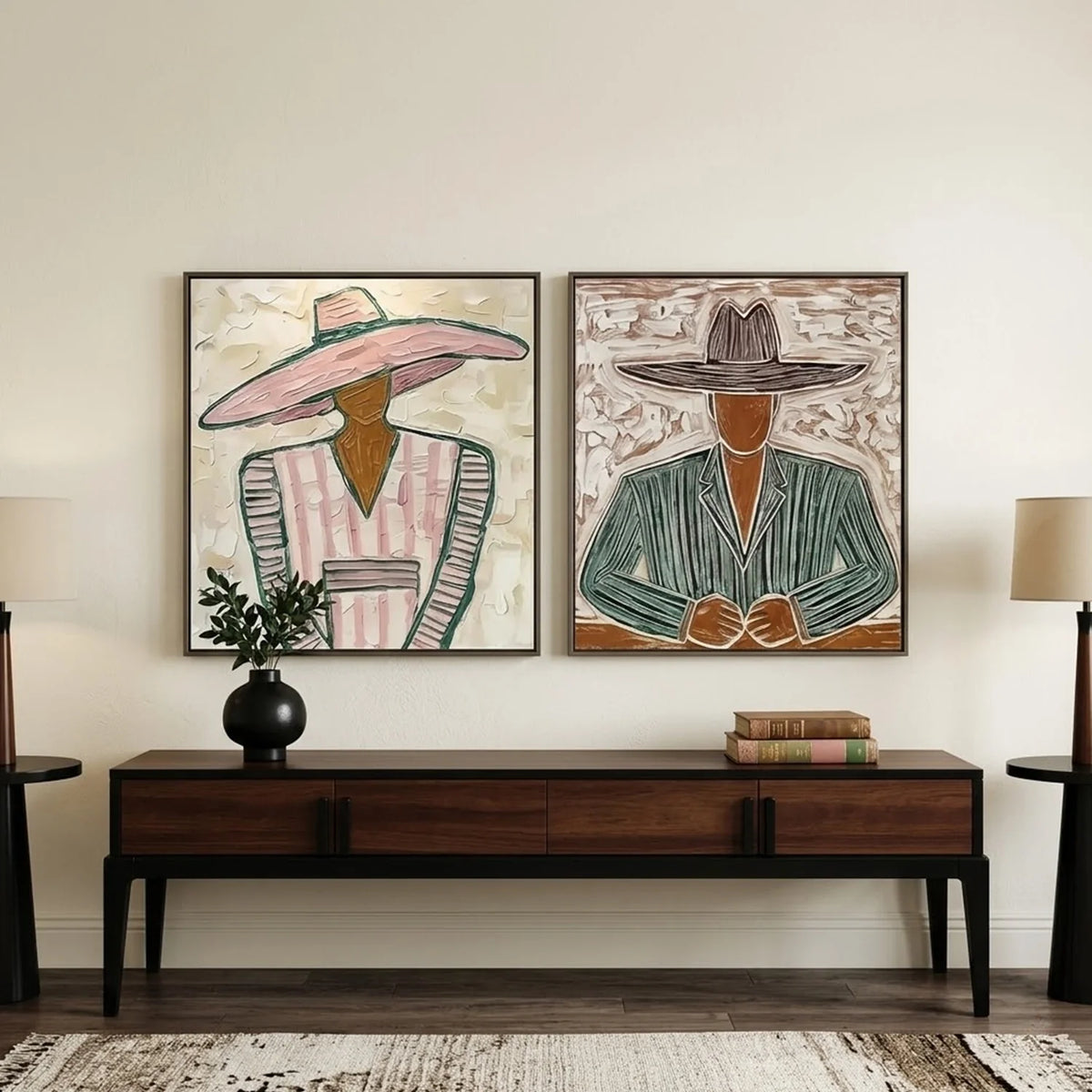 Hand-Painted Vintage Americana Wall Art Set of 2 #VA049