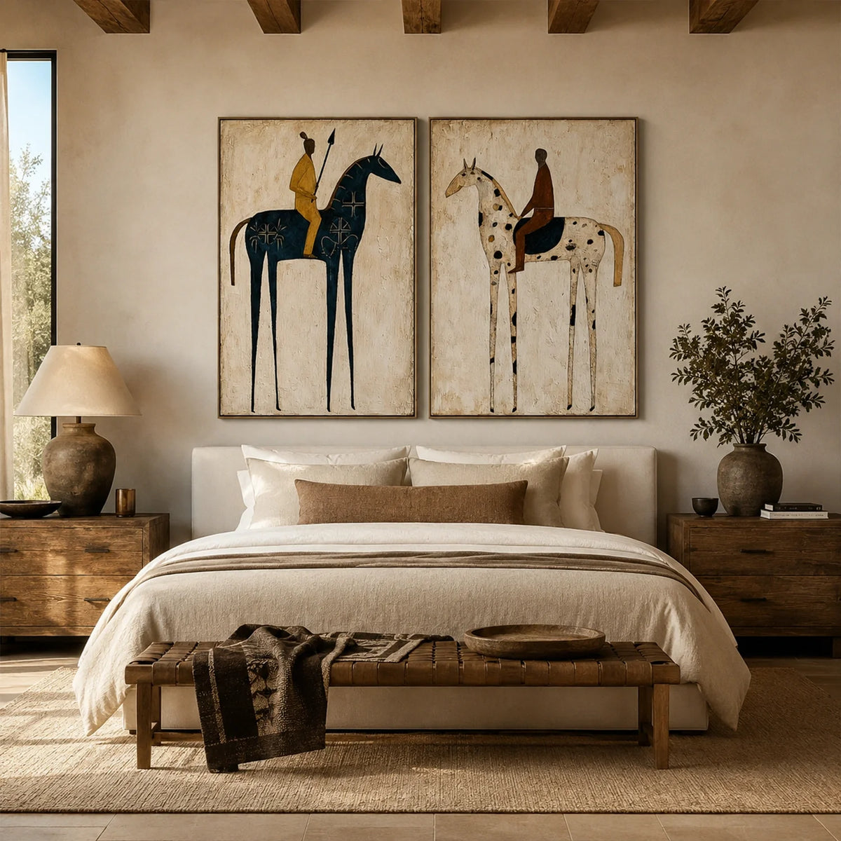 Hand-Painted Western Cowboy Wall Art Set of 2 #VA174