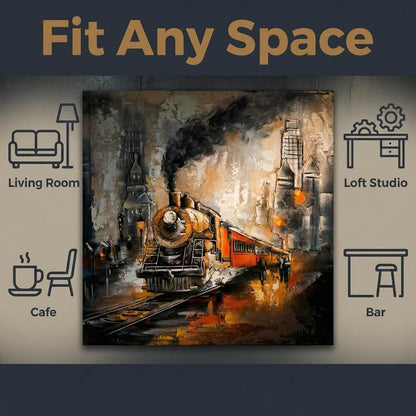 Vintage Handcrafted Steam Train 3D Metal Wall Art, Original Painting, Living Room Decor, Unique Gift