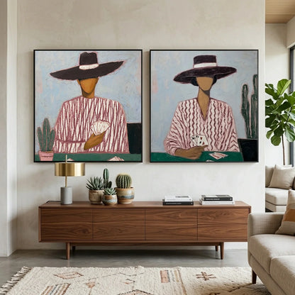 Hand-Painted Vintage Americana Wall Art Set of 2 #VA029