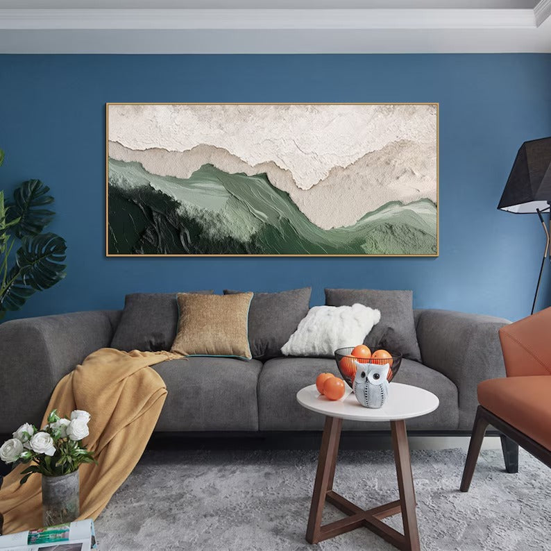 Minimalist Beach Painting Large 3D Textured Wall Art Ocean Wave Painting on Canvas Wabi-Sabi Wall Art