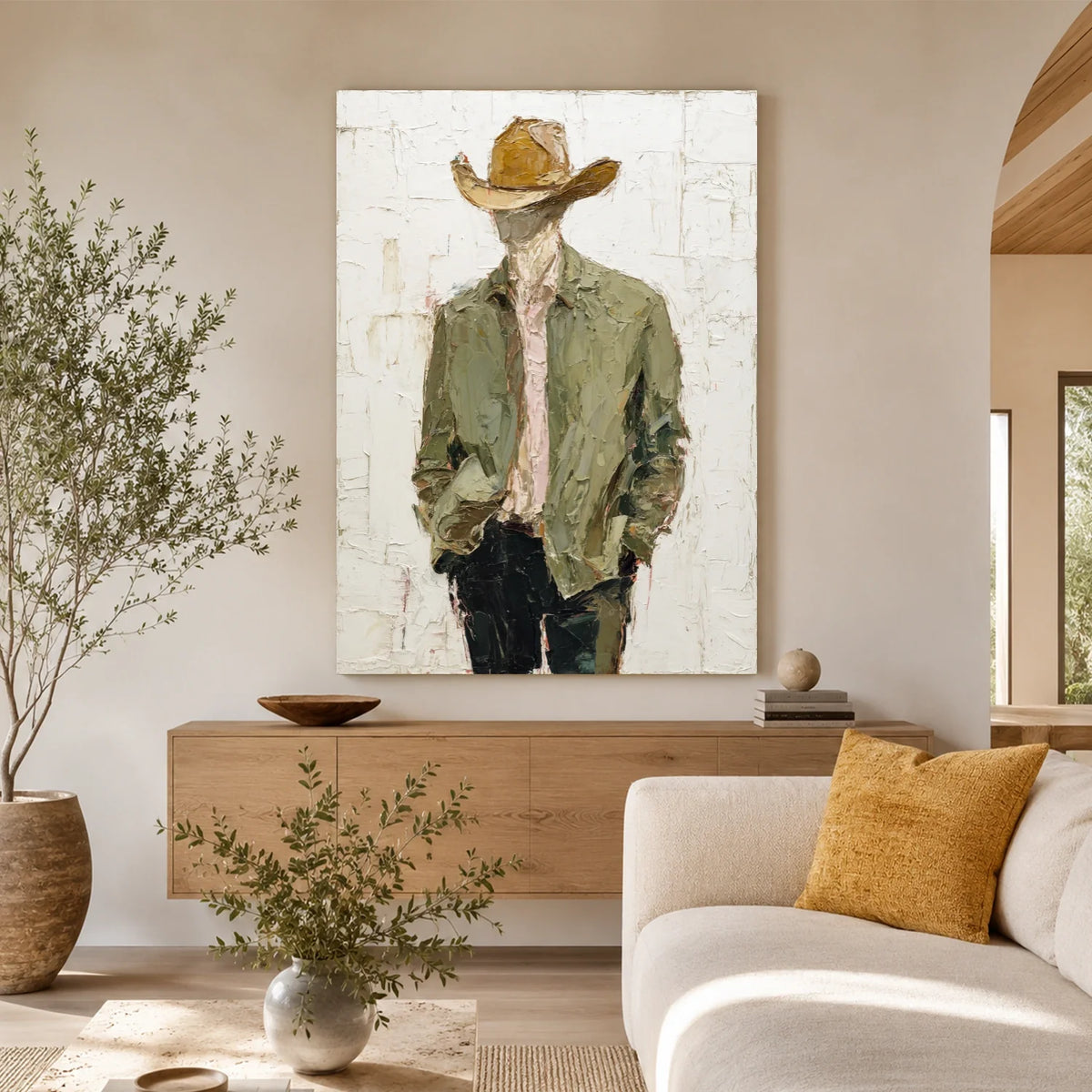 Hand-Painted Western Cowboy Wall Art #VA129