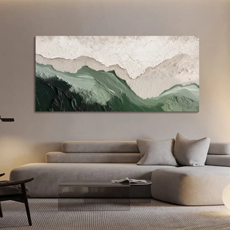 Minimalist Beach Painting Large 3D Textured Wall Art Ocean Wave Painting on Canvas Wabi-Sabi Wall Art