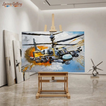 Handcrafted Ka-52 Alligator Attack Helicopter 3D Metal Wall Art for Home & Office Decor