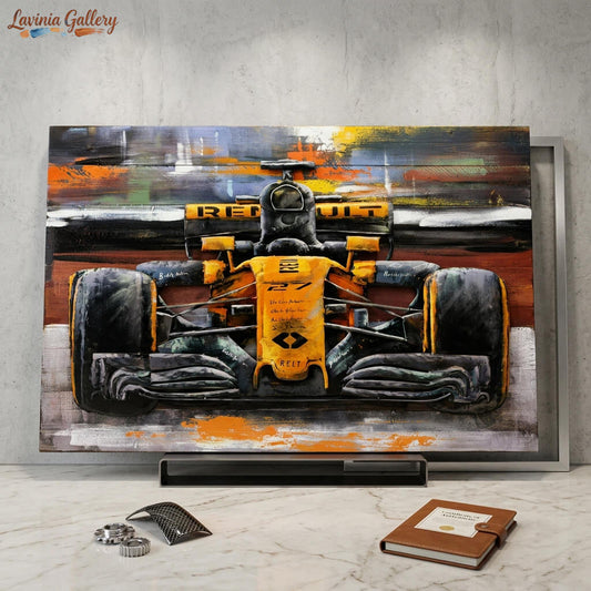 Handcrafted Race Car 3D Metal Wall Art for Home & Office Decor
