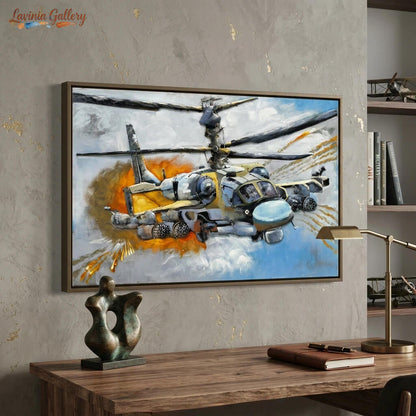 Handcrafted Ka-52 Alligator Attack Helicopter 3D Metal Wall Art for Home & Office Decor