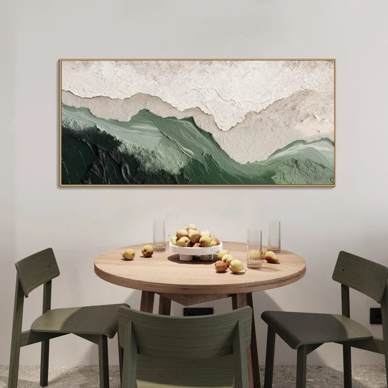 Minimalist Beach Painting Large 3D Textured Wall Art Ocean Wave Painting on Canvas Wabi-Sabi Wall Art