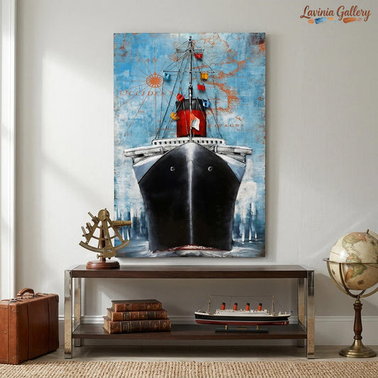 Handcrafted Vintage Ocean Liner 3D Metal Wall Art for Home & Office Decor