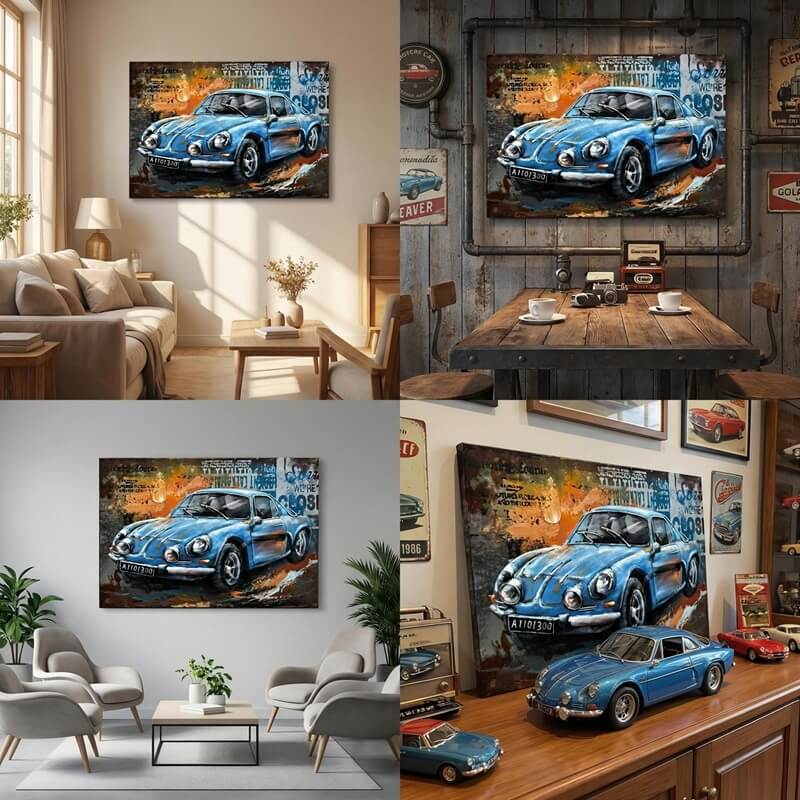 Handcrafted Sports Car 3D Metal Wall Art for Home & Office Decor