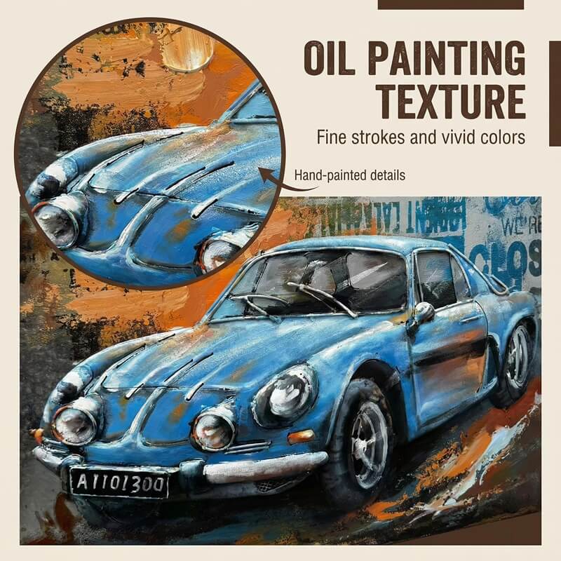 Handcrafted Sports Car 3D Metal Wall Art for Home & Office Decor