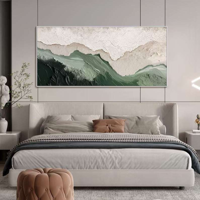 Minimalist Beach Painting Large 3D Textured Wall Art Ocean Wave Painting on Canvas Wabi-Sabi Wall Art