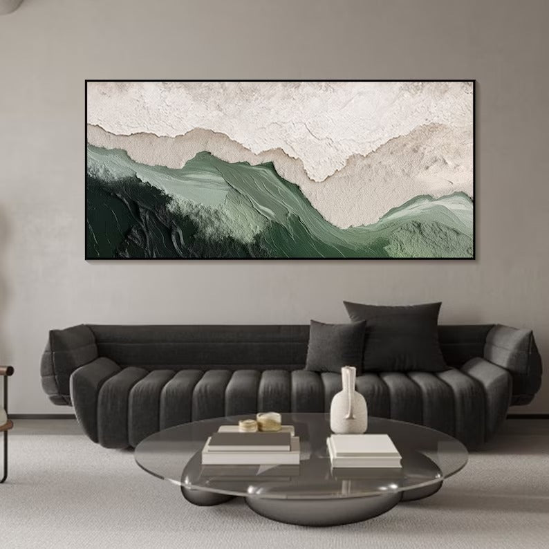 Minimalist Beach Painting Large 3D Textured Wall Art Ocean Wave Painting on Canvas Wabi-Sabi Wall Art
