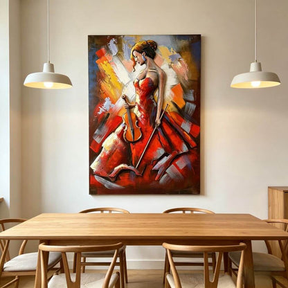 Handcrafted Elegant Woman with Cello 3D Metal Wall Art for Home & Office Decor