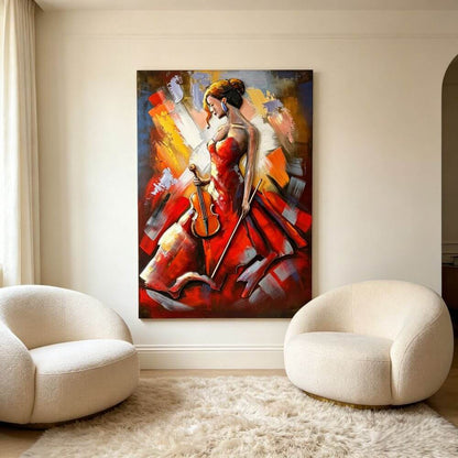Handcrafted Elegant Woman with Cello 3D Metal Wall Art for Home & Office Decor