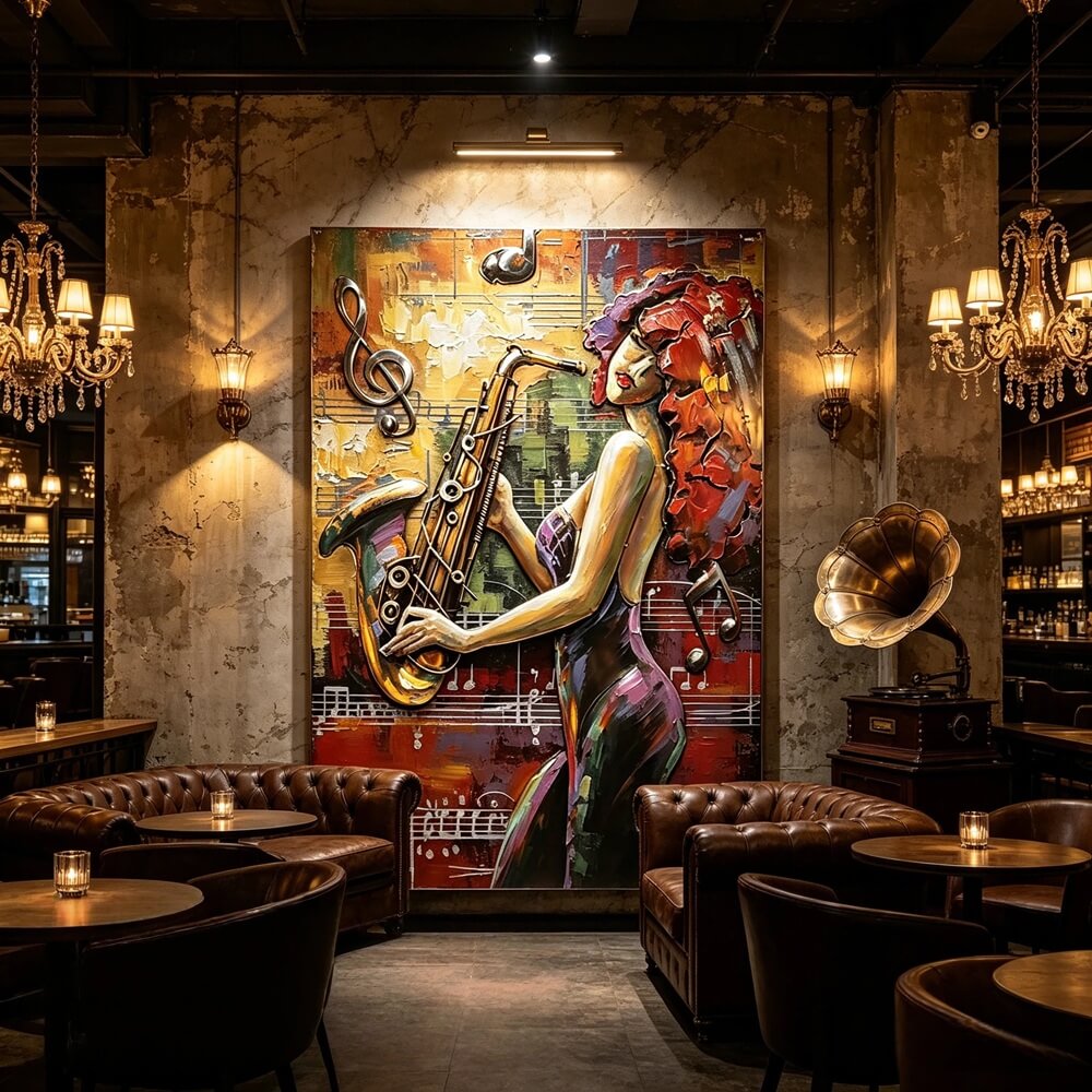 Handcrafted Jazz Saxophone Player Woman 3D Metal Wall Art Home Decor Living Room Wall Decor