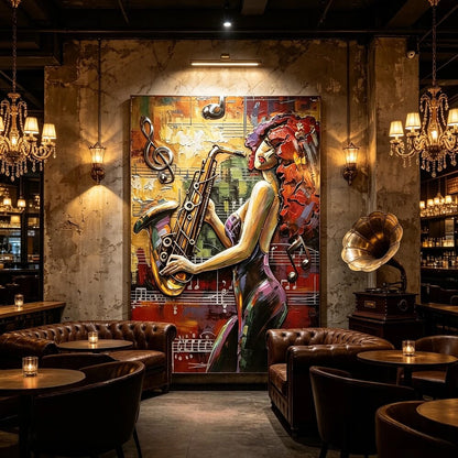 Handcrafted Jazz Saxophone Player Woman 3D Metal Wall Art Home Decor Living Room Wall Decor