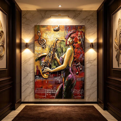 Handcrafted Jazz Saxophone Player Woman 3D Metal Wall Art Home Decor Living Room Wall Decor