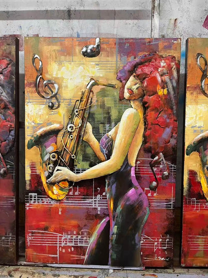 Handcrafted Jazz Saxophone Player Woman 3D Metal Wall Art Home Decor Living Room Wall Decor