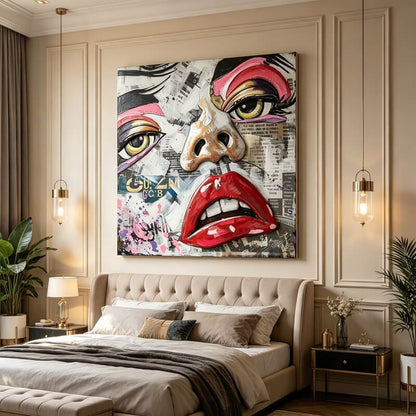 Handcrafted Abstract Pop Art Woman Face 3D Metal Wall Art Home Decor Living Room Wall Decor