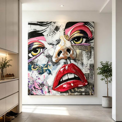 Handcrafted Abstract Pop Art Woman Face 3D Metal Wall Art Home Decor Living Room Wall Decor