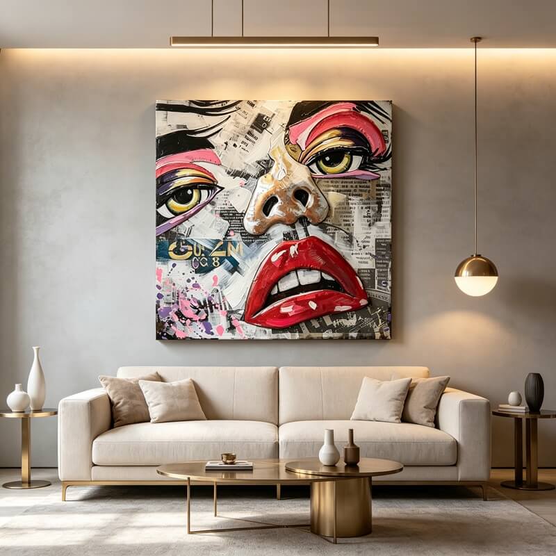 Handcrafted Abstract Pop Art Woman Face 3D Metal Wall Art Home Decor Living Room Wall Decor