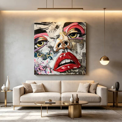 Handcrafted Abstract Pop Art Woman Face 3D Metal Wall Art Home Decor Living Room Wall Decor