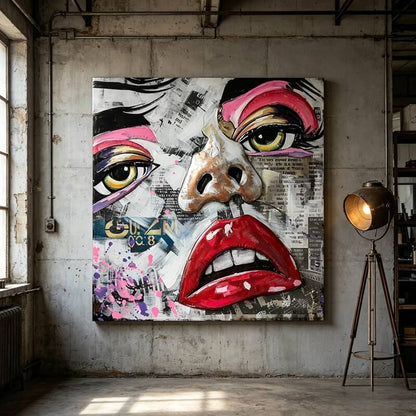 Handcrafted Abstract Pop Art Woman Face 3D Metal Wall Art Home Decor Living Room Wall Decor