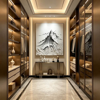 Large 3D Textured Mountain Wall Art Minimalist White Painting Living Room Wall Decor Home Decor