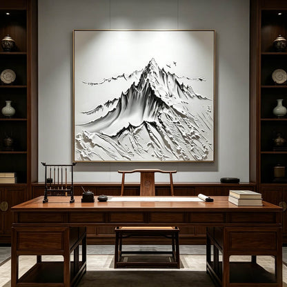 Large 3D Textured Mountain Wall Art Minimalist White Painting Living Room Wall Decor Home Decor