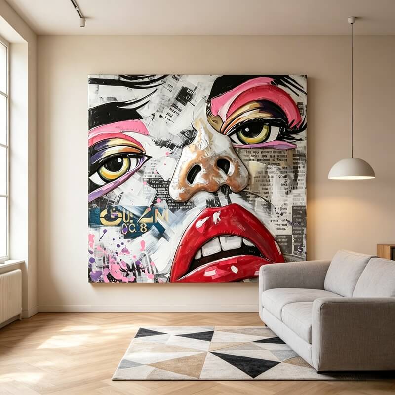 Handcrafted Abstract Pop Art Woman Face 3D Metal Wall Art Home Decor Living Room Wall Decor
