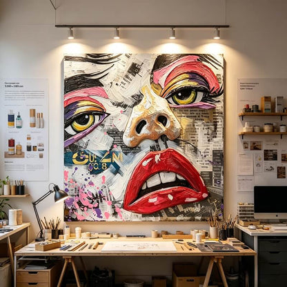 Handcrafted Abstract Pop Art Woman Face 3D Metal Wall Art Home Decor Living Room Wall Decor