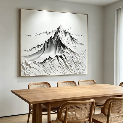 Large 3D Textured Mountain Wall Art Minimalist White Painting Living Room Wall Decor Home Decor